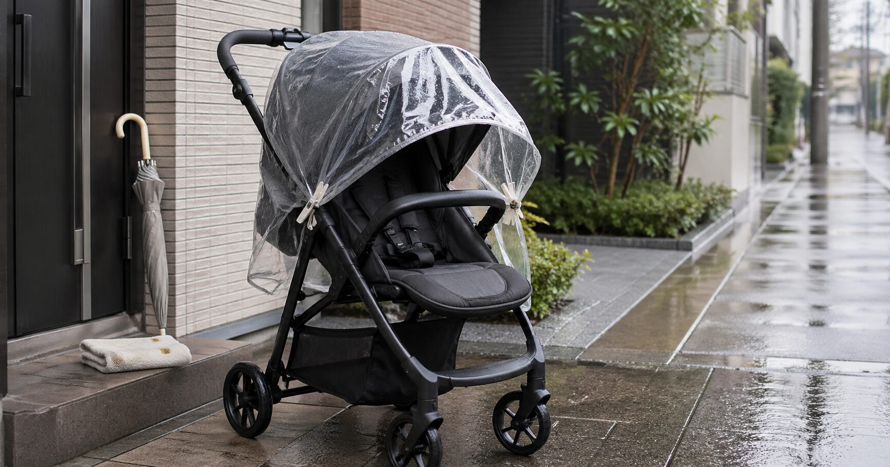 ベビーカーのレインカバーは代用できるが条件あり｜急場しのぎの方法と避けたい使い方を解説